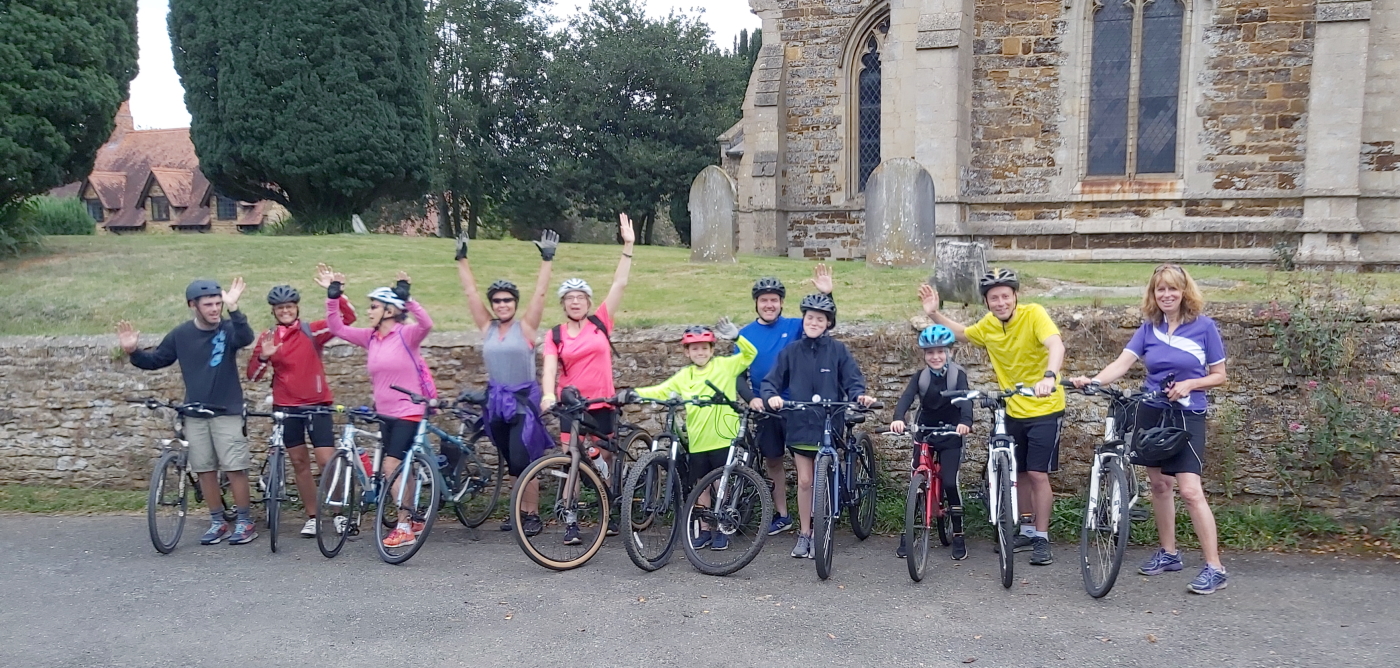 Walgrave Riders and Striders about to leave St Peter’s Church, Walgrave.
